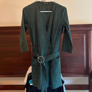 ZARA GREEN SUEDE ROMPER